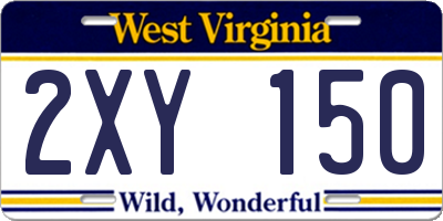 WV license plate 2XY150