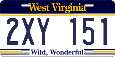 WV license plate 2XY151