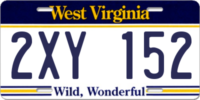 WV license plate 2XY152