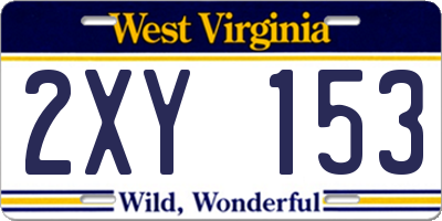 WV license plate 2XY153