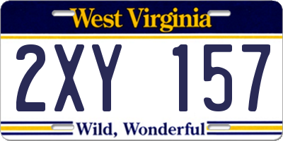 WV license plate 2XY157