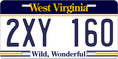 WV license plate 2XY160