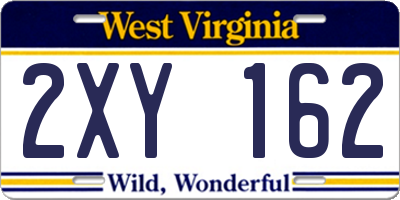 WV license plate 2XY162