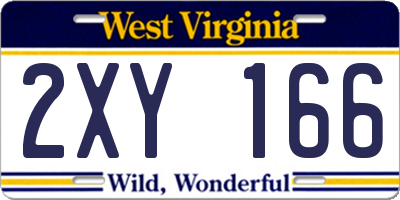 WV license plate 2XY166