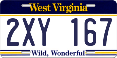 WV license plate 2XY167