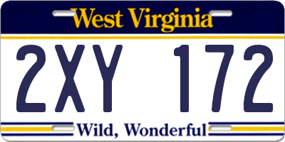 WV license plate 2XY172