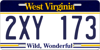 WV license plate 2XY173