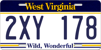 WV license plate 2XY178