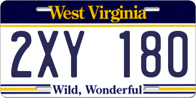 WV license plate 2XY180