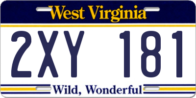 WV license plate 2XY181