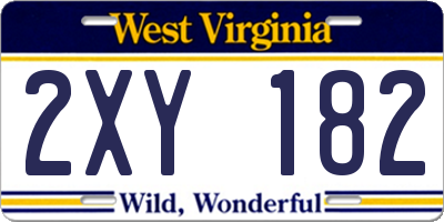WV license plate 2XY182