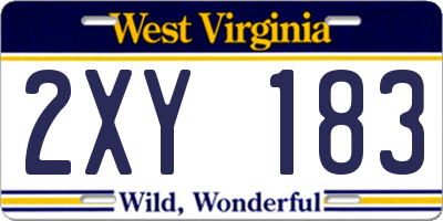 WV license plate 2XY183