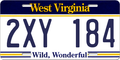 WV license plate 2XY184