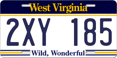 WV license plate 2XY185