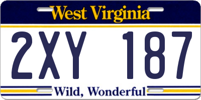 WV license plate 2XY187