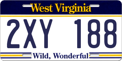 WV license plate 2XY188