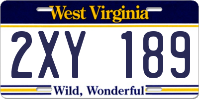 WV license plate 2XY189