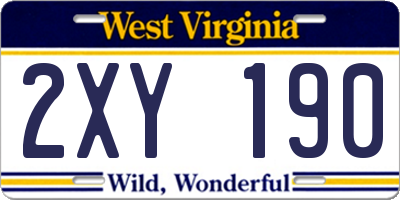 WV license plate 2XY190