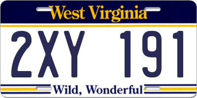 WV license plate 2XY191