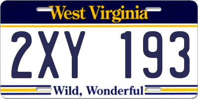 WV license plate 2XY193
