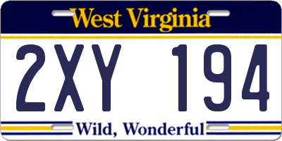 WV license plate 2XY194