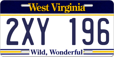 WV license plate 2XY196