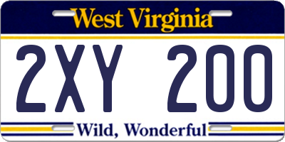 WV license plate 2XY200