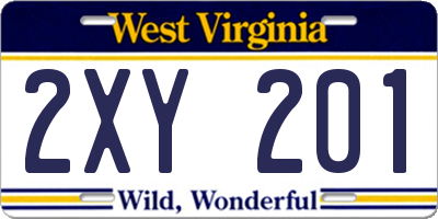 WV license plate 2XY201