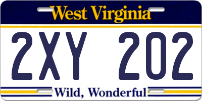 WV license plate 2XY202