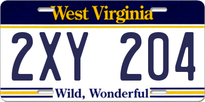 WV license plate 2XY204