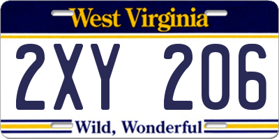 WV license plate 2XY206