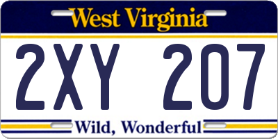 WV license plate 2XY207