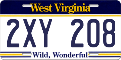 WV license plate 2XY208