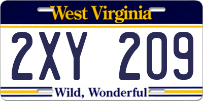 WV license plate 2XY209