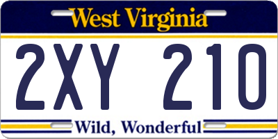 WV license plate 2XY210