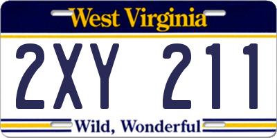 WV license plate 2XY211