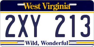 WV license plate 2XY213