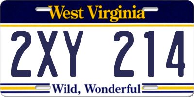 WV license plate 2XY214