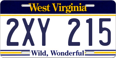 WV license plate 2XY215
