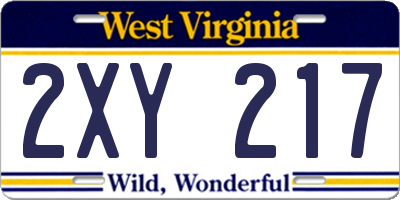 WV license plate 2XY217