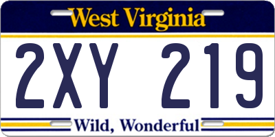 WV license plate 2XY219