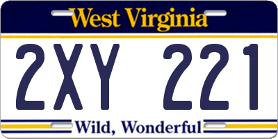 WV license plate 2XY221