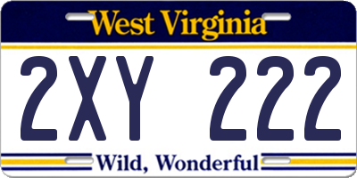 WV license plate 2XY222
