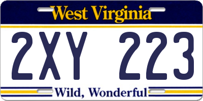 WV license plate 2XY223