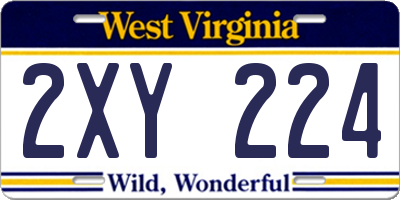 WV license plate 2XY224