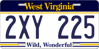 WV license plate 2XY225