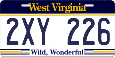 WV license plate 2XY226