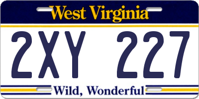 WV license plate 2XY227