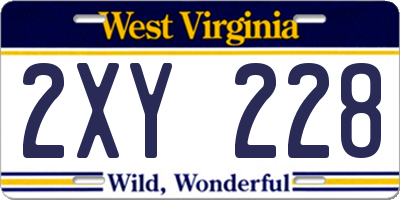 WV license plate 2XY228
