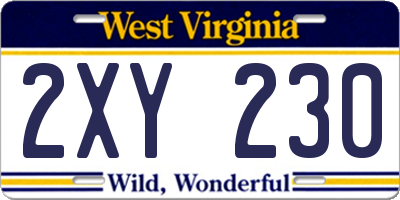 WV license plate 2XY230